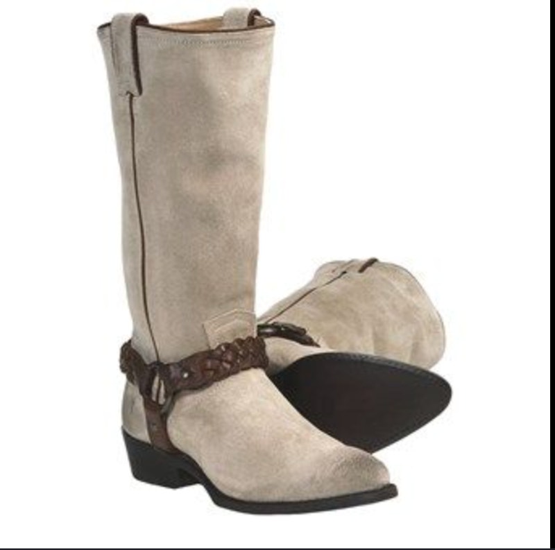 Frye Billy Braided Cowboy Boots Nwt Women's 6.5b Cream Brown Western Leather